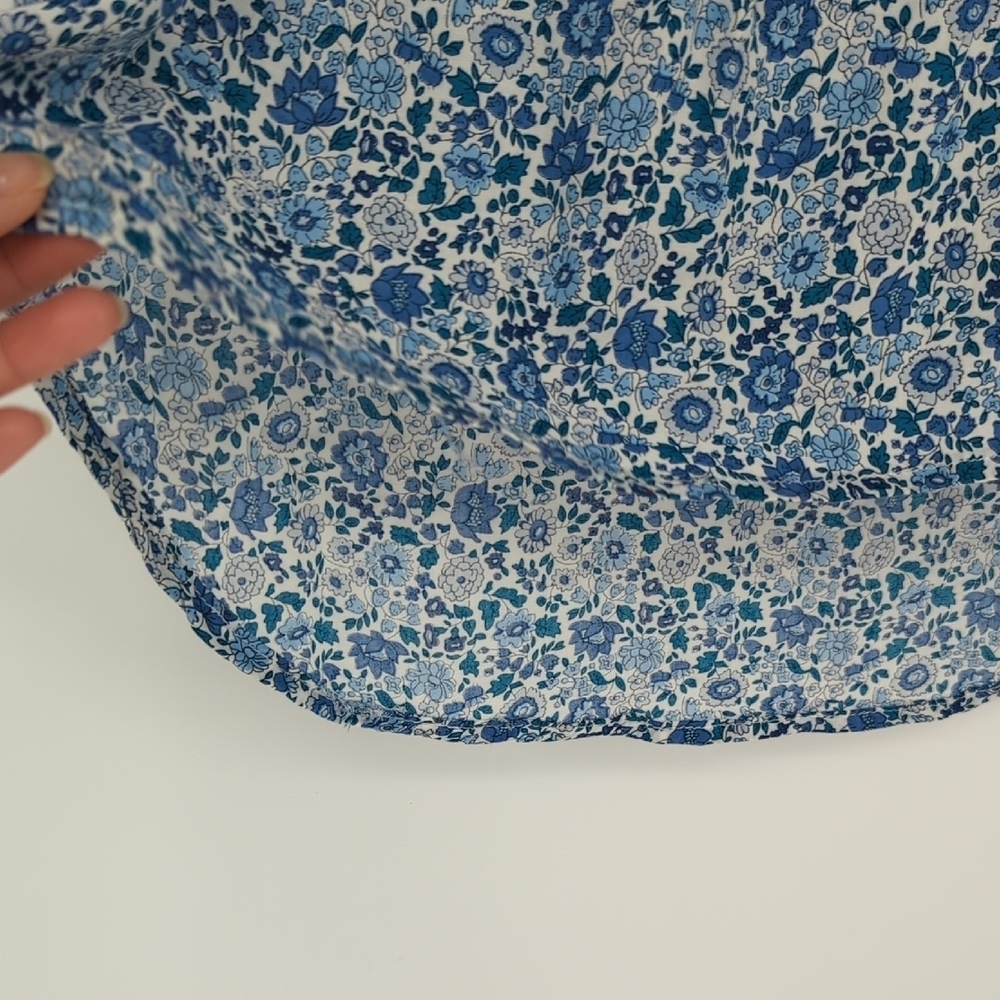 11141 JNY Floral Blouse Top Blue Size Medium preppy bohemian Business casual - Picture 6 of 8